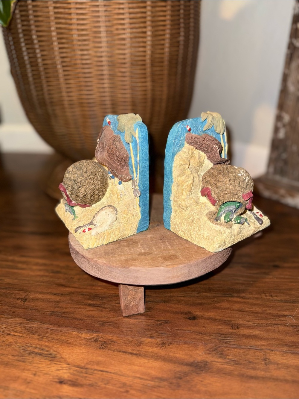 Vintage Fly Fishing Pair of Resin Bookends 1970s